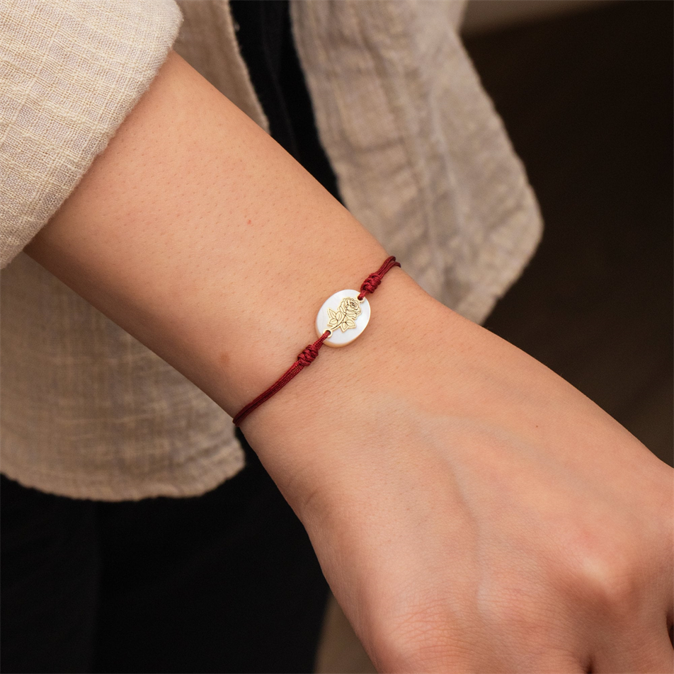 Gold Birth Flower String Bracelet