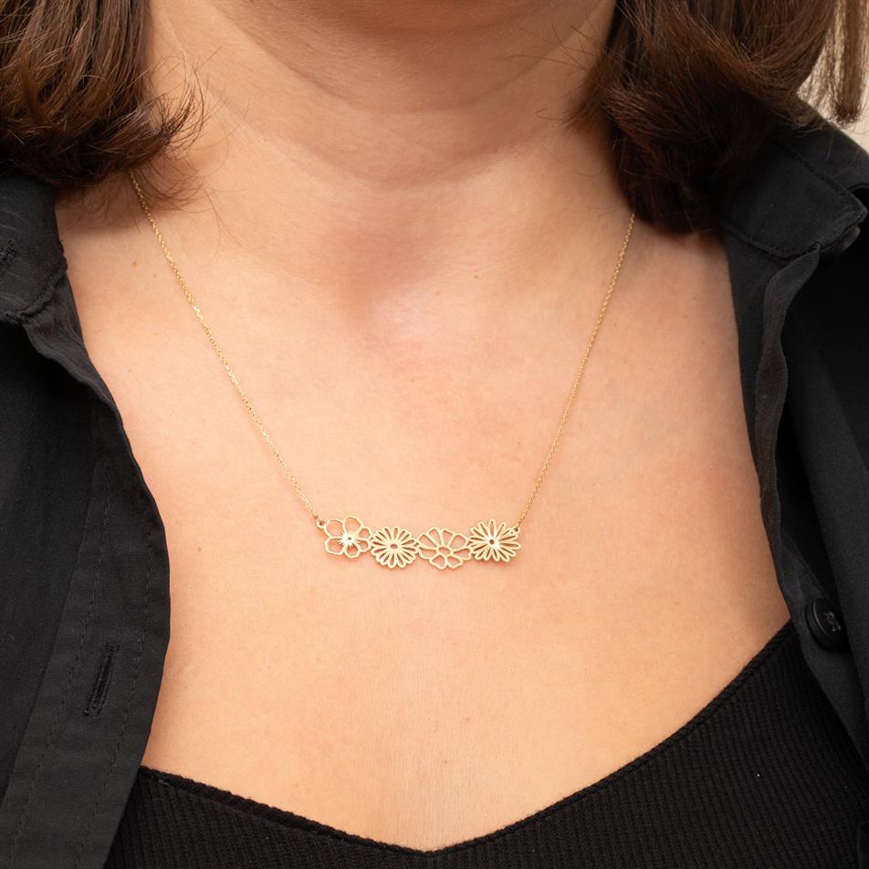 Altın Doğum Çiçeği Kolye