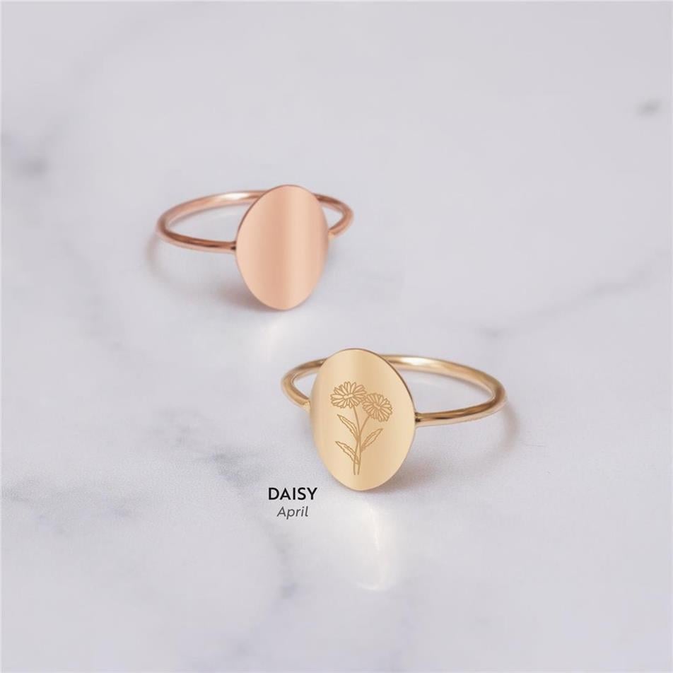 Solid Gold Birth Flower Ring