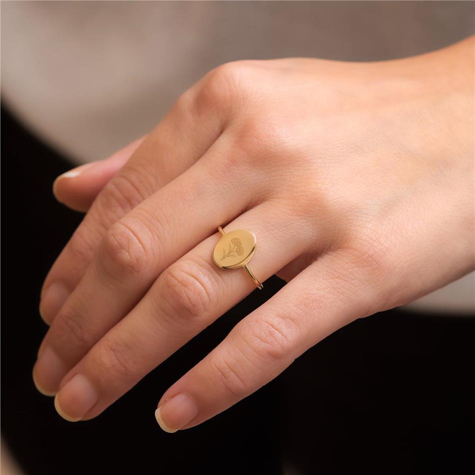 Solid Gold Birth Flower Ring