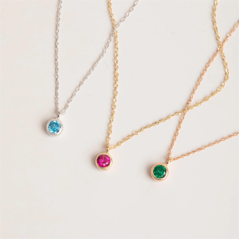 Gold Custom Birthstone Necklace