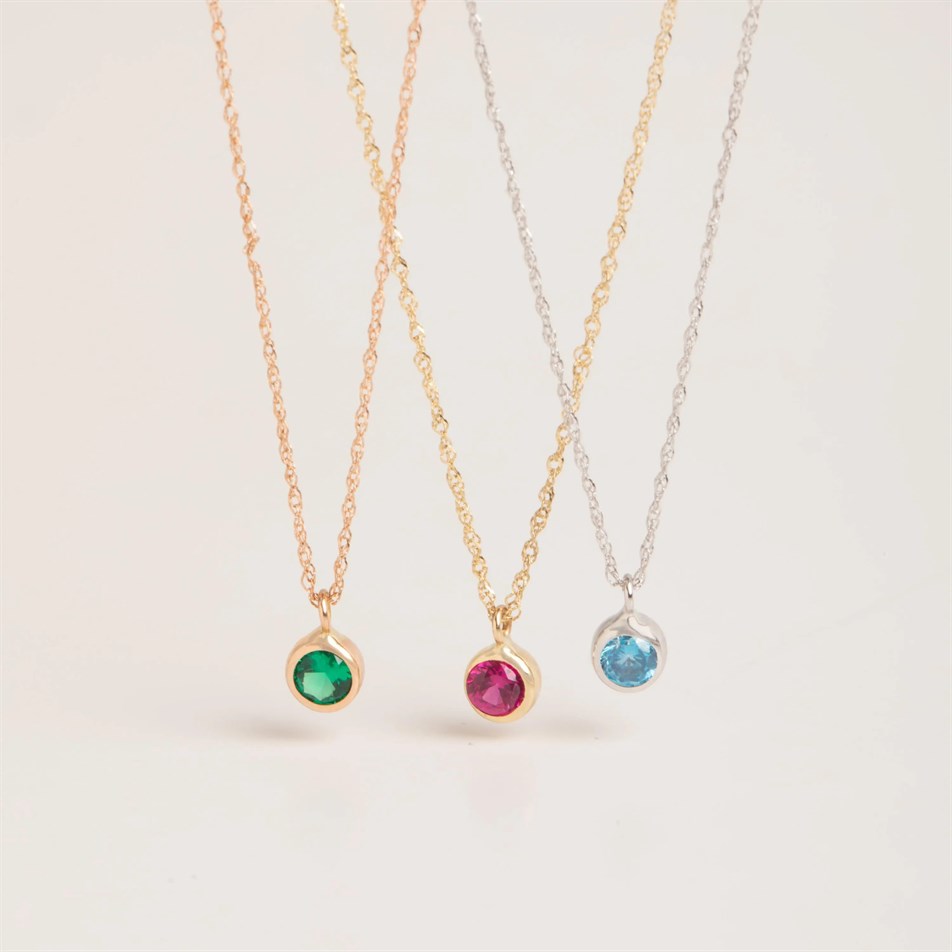 Gold Custom Birthstone Necklace