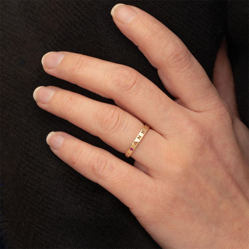 Gold Personalized Name Ring With Birthstones