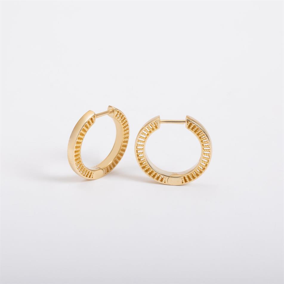 Solid Gold Textured Hoop Earrings
