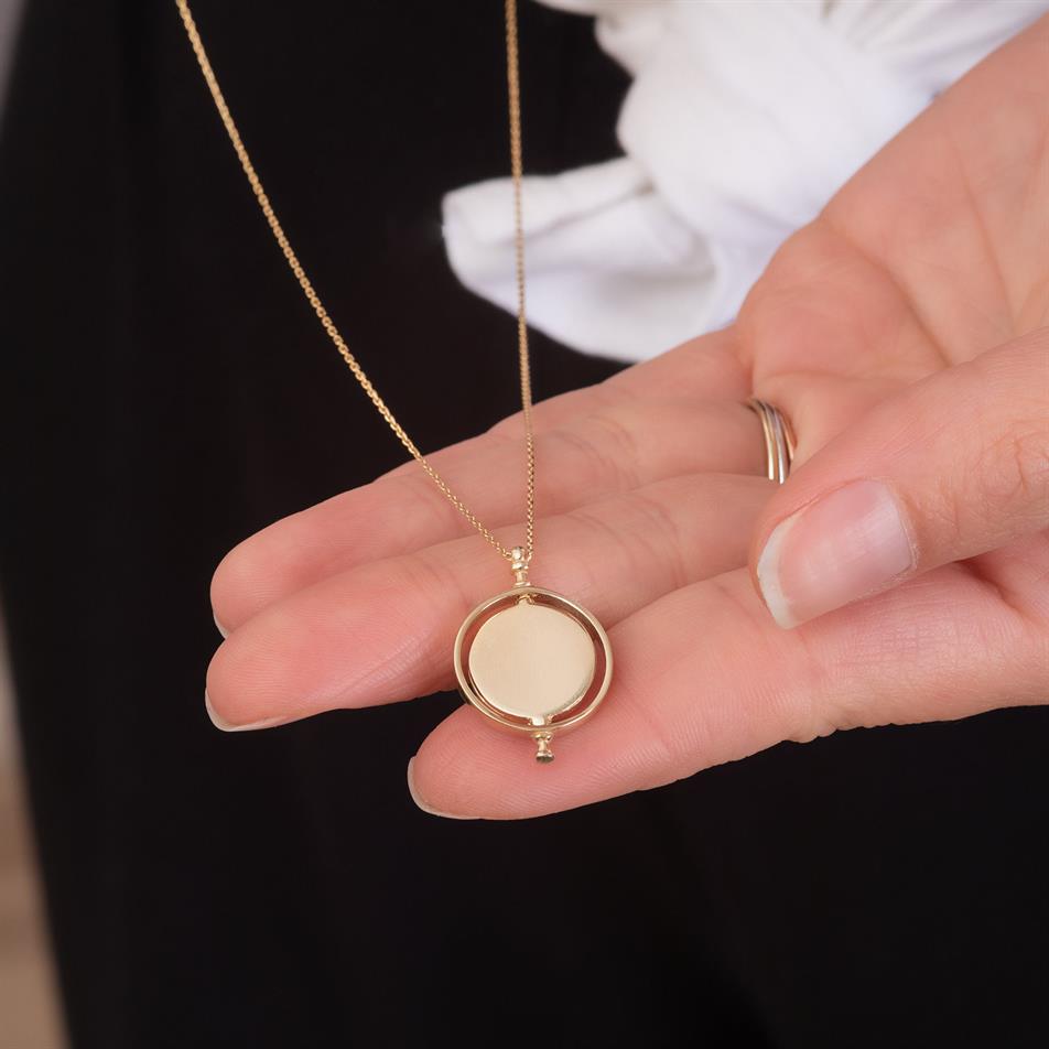 Solid Gold Spinning Disk Necklace