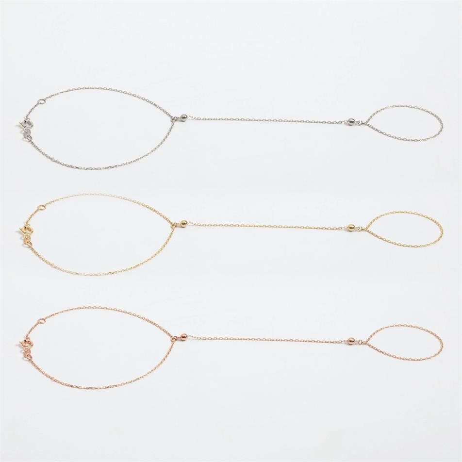 Solid Gold Pearl Hand Chain Bracelet