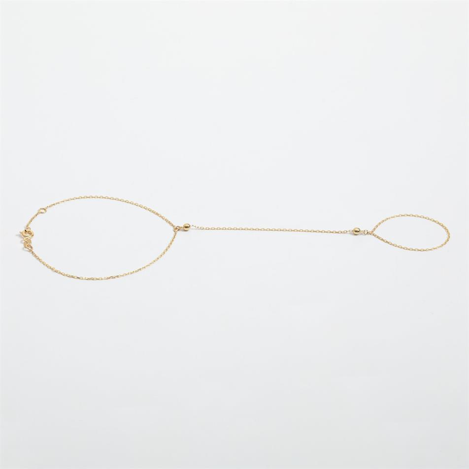 Solid Gold Pearl Hand Chain Bracelet