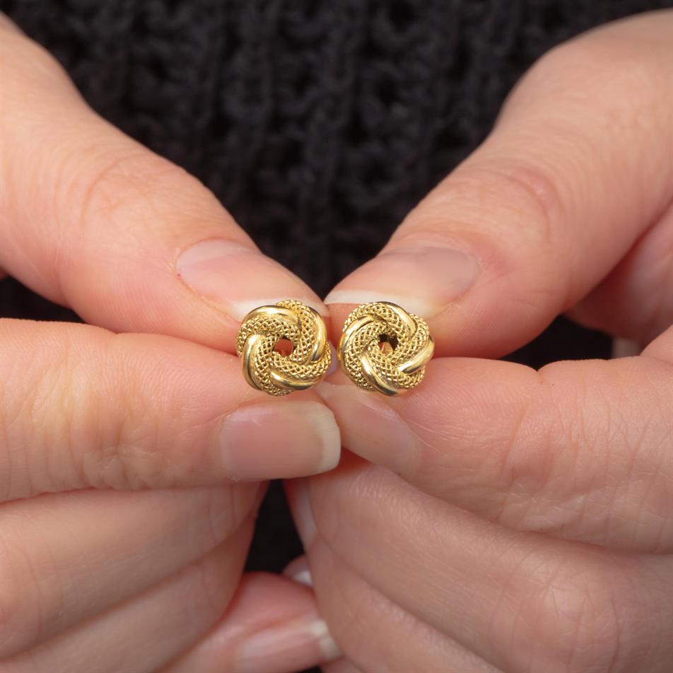 Gold Knot Stud Earrings