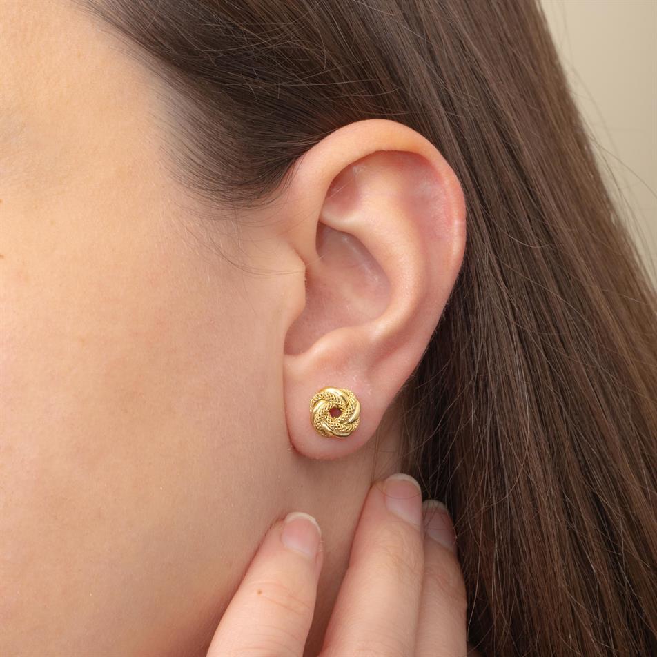 Gold Knot Stud Earrings
