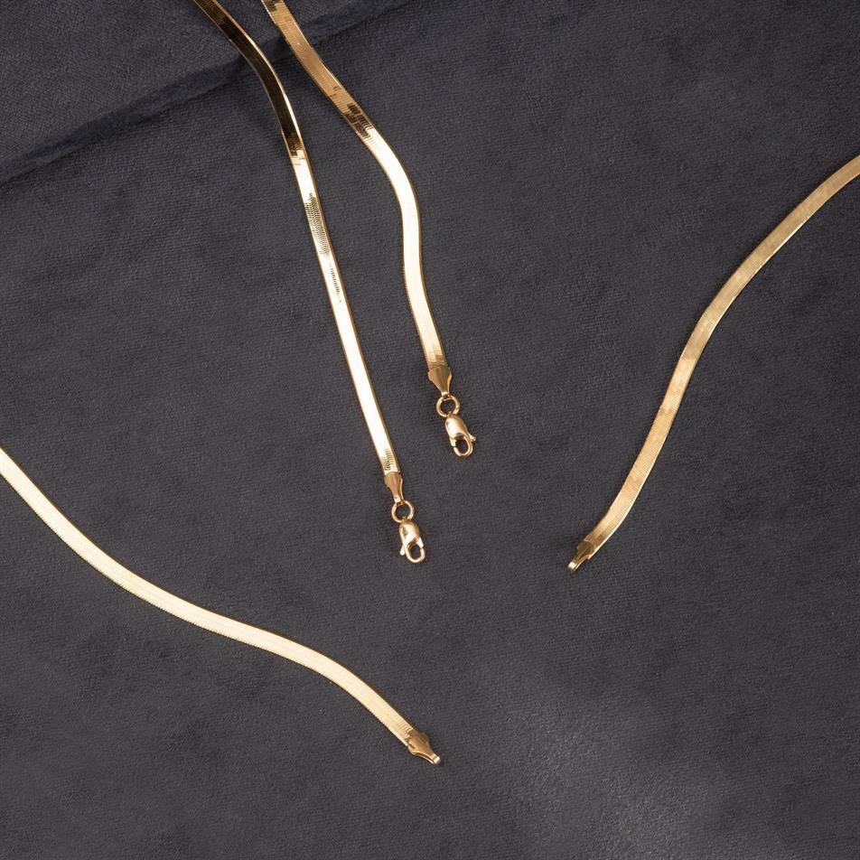 Altın Düz Herringbone Kolye