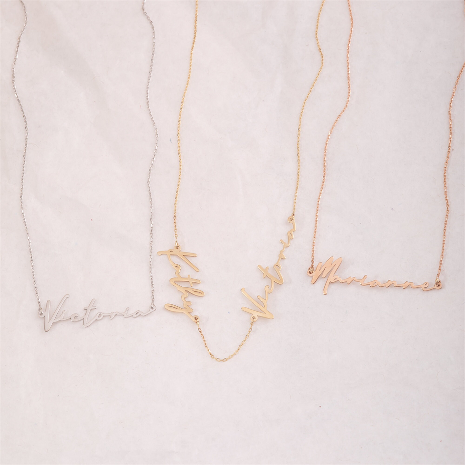 Gold Handwriting Name Necklace