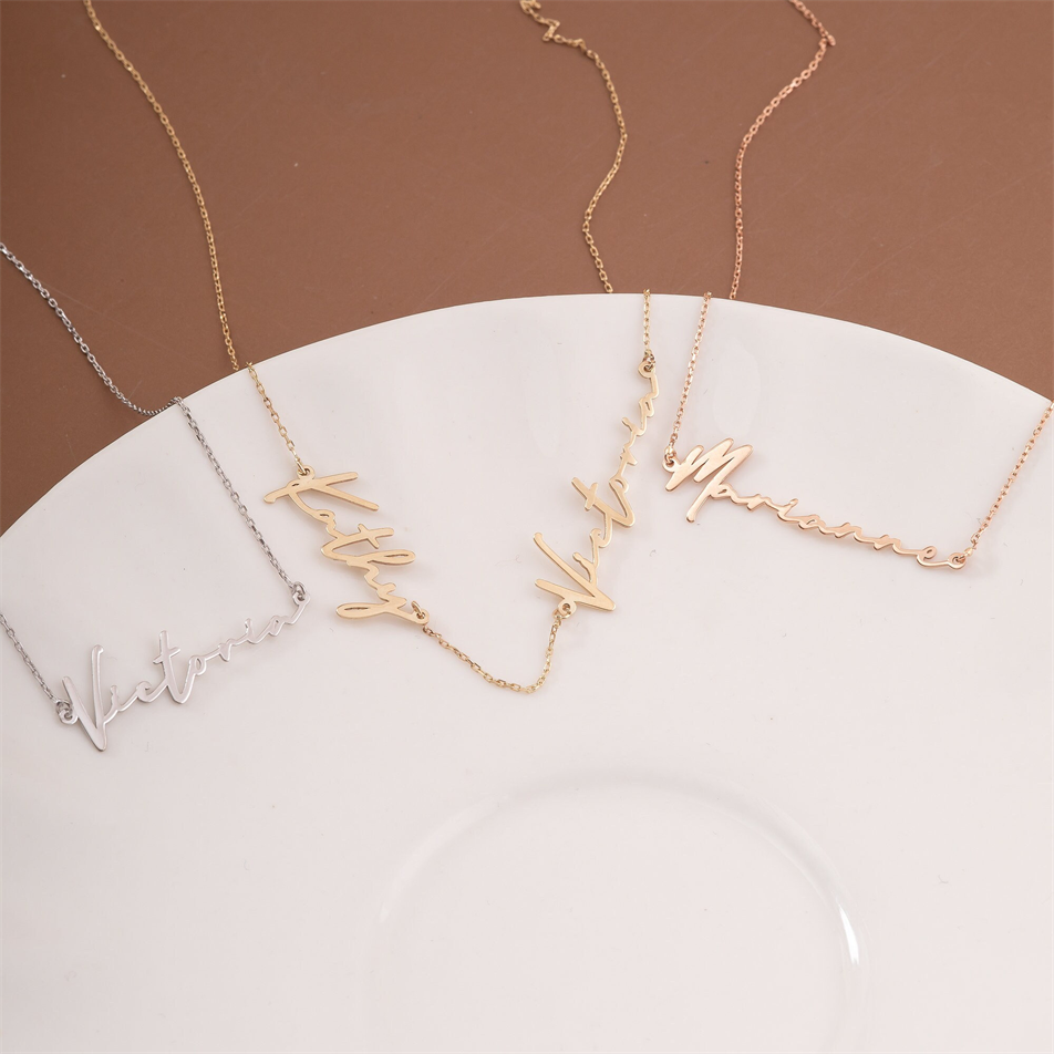 Gold Handwriting Name Necklace