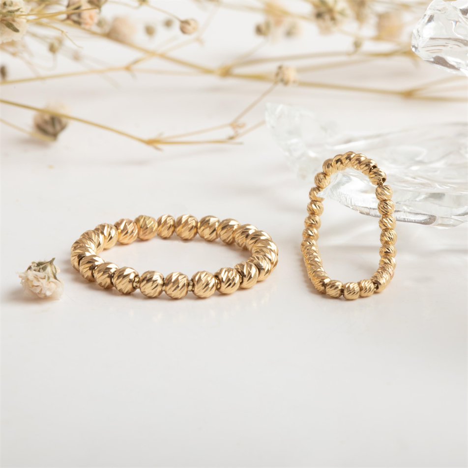 Gold Diamond Cut Bead Ring
