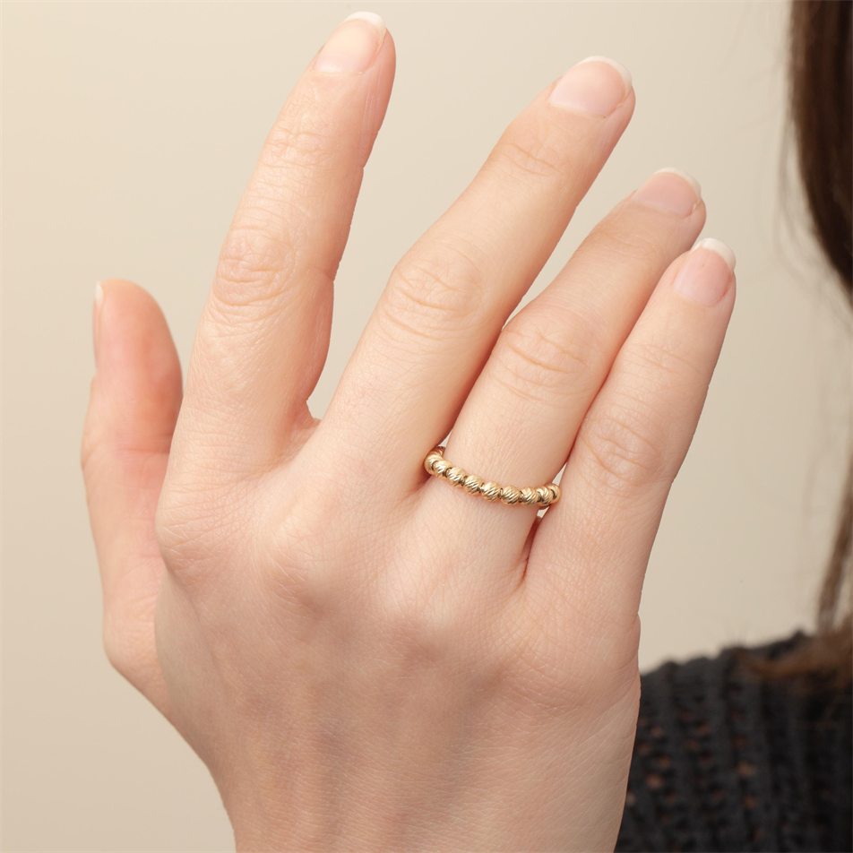Gold Diamond Cut Bead Ring