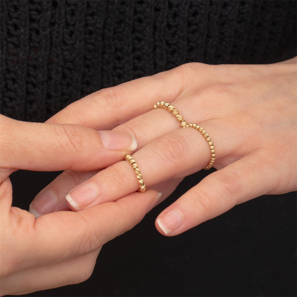 Gold Diamond Cut Bead Ring