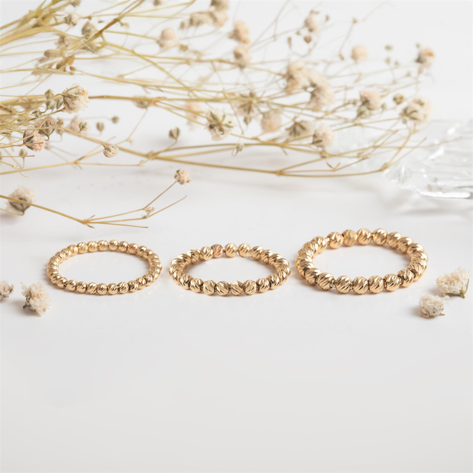 Gold Diamond Cut Bead Ring
