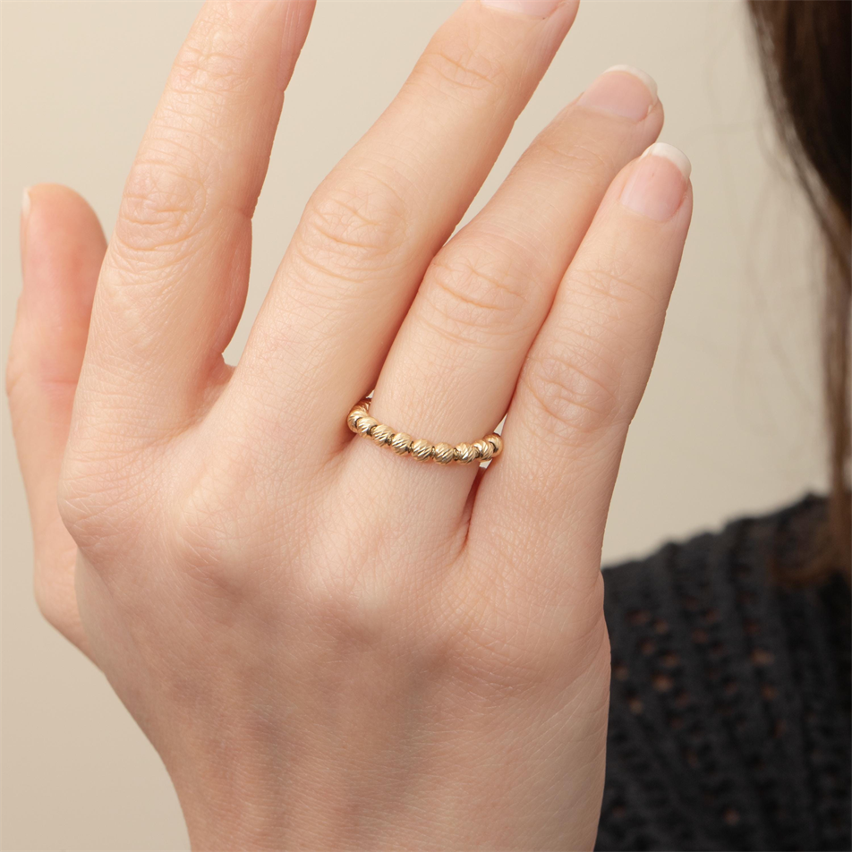 Gold Diamond Cut Bead Ring