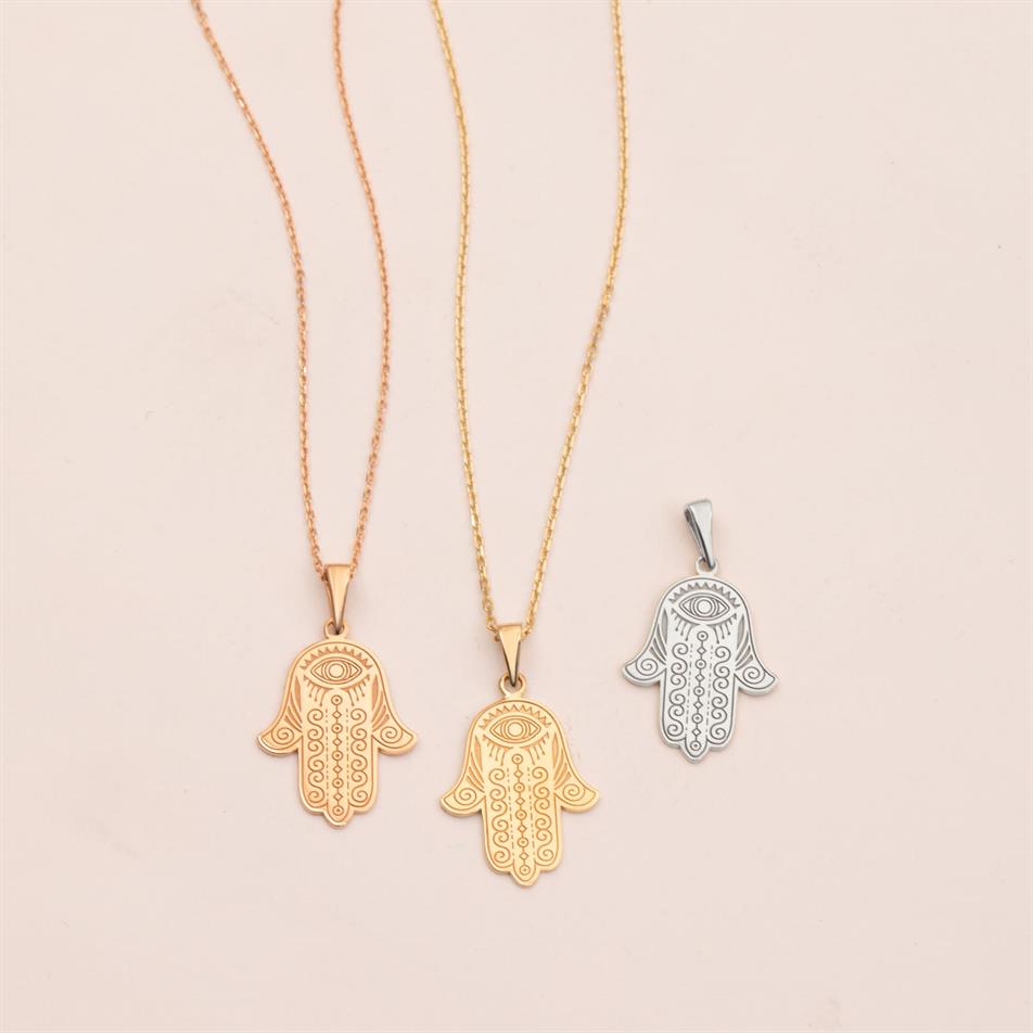 Gold Hamsa Pendant Necklace