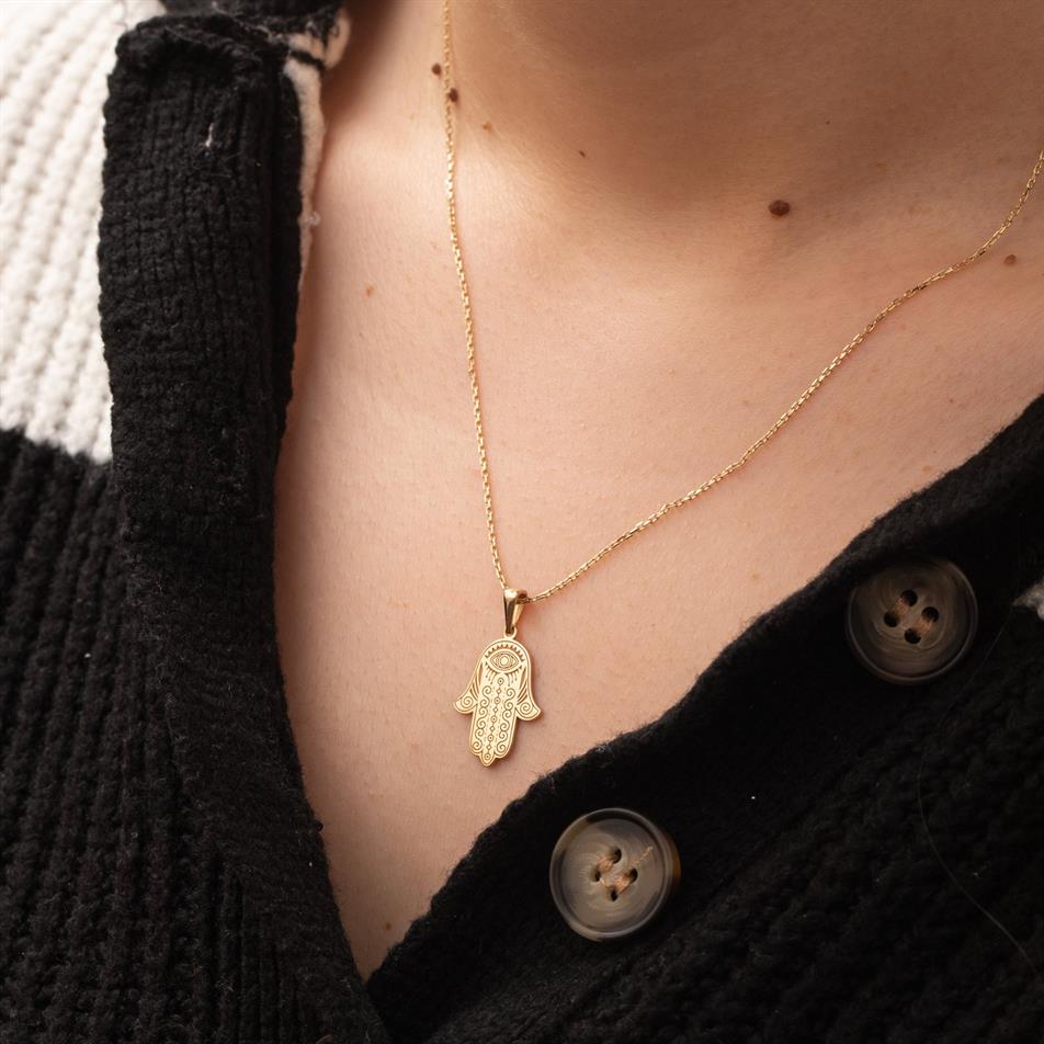 Gold Hamsa Pendant Necklace
