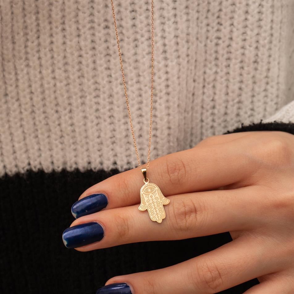 Gold Hamsa Pendant Necklace
