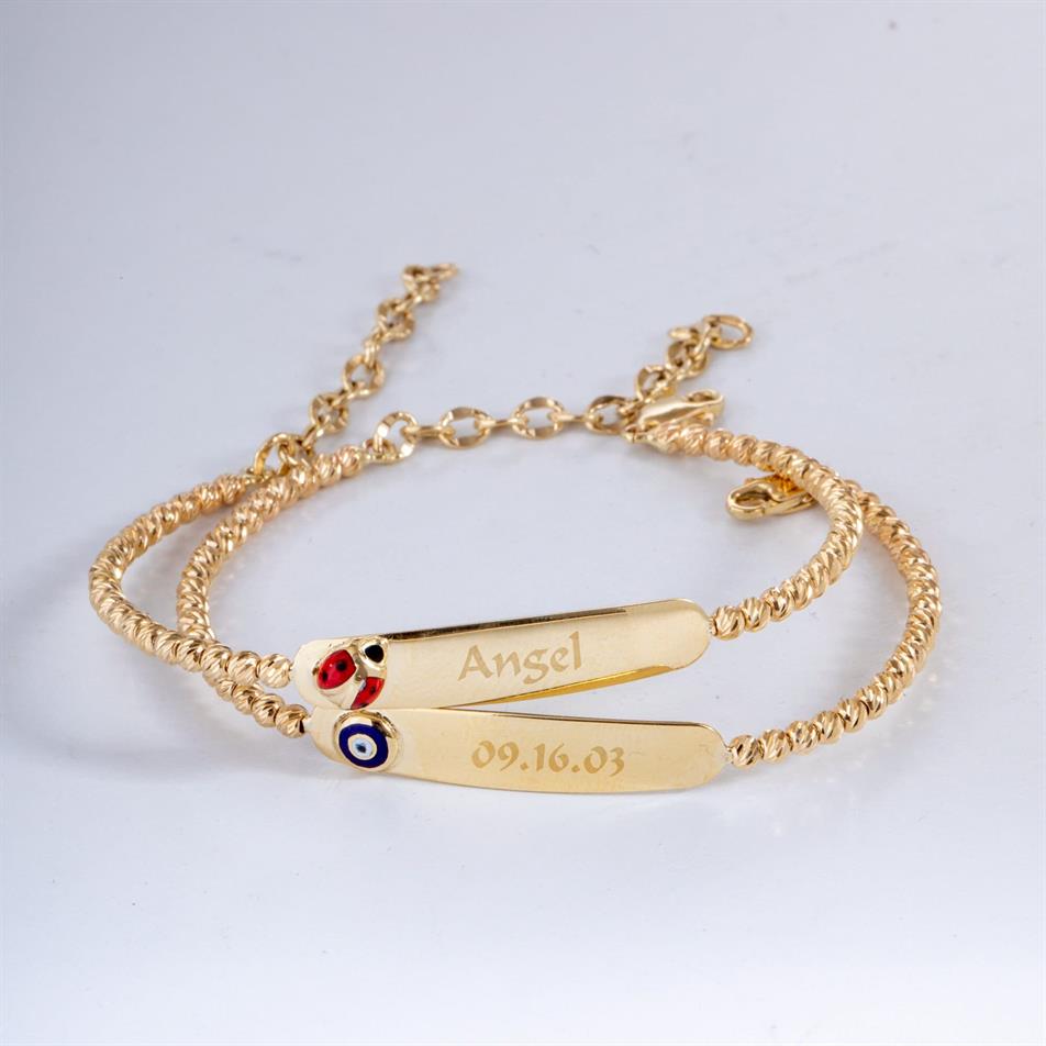 Gold Beaded Baby Name Bracelet