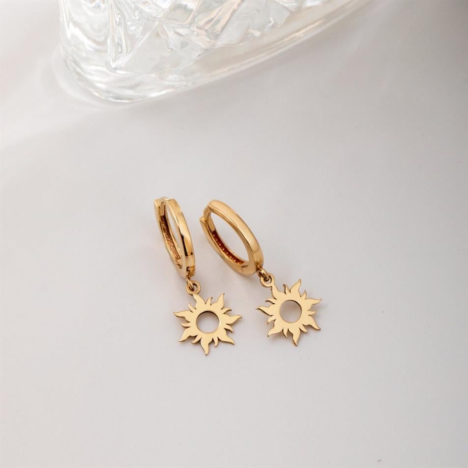Solid Gold Sun Earrings