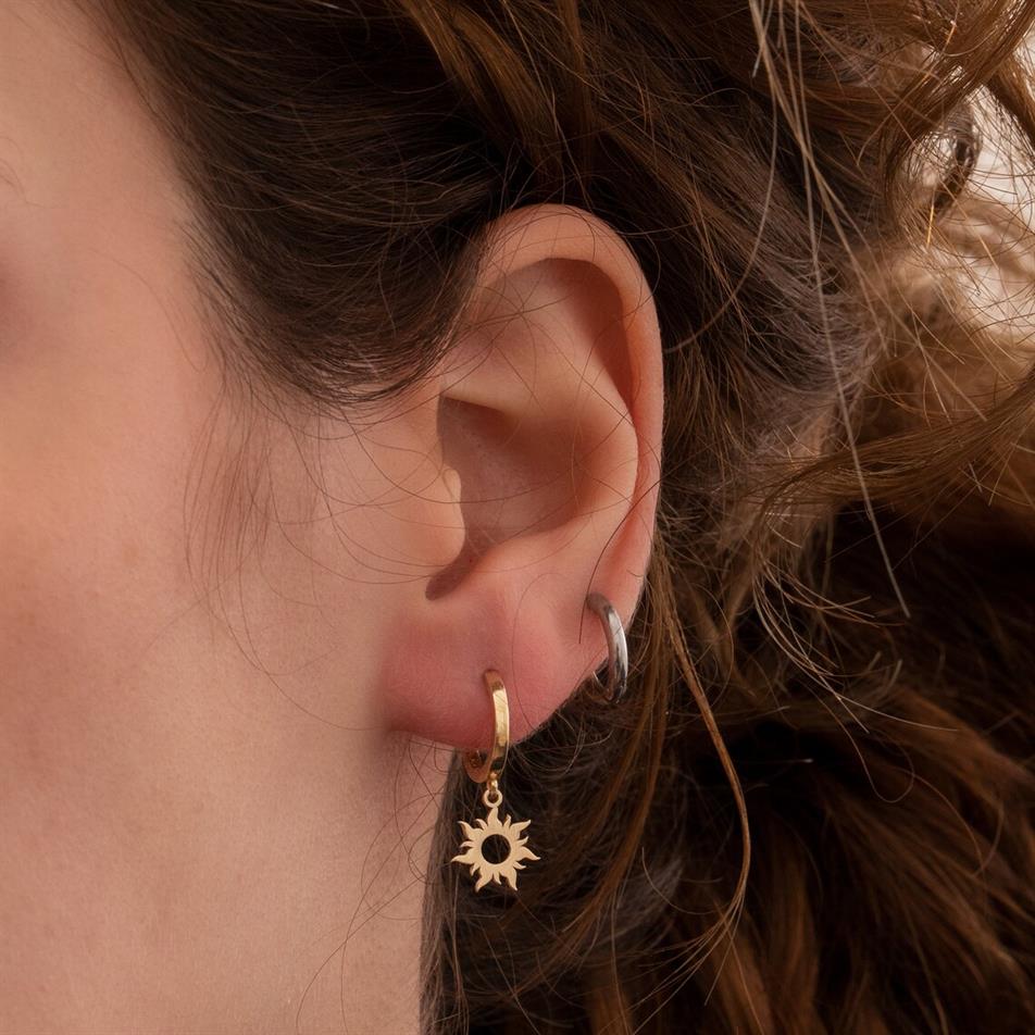 Solid Gold Sun Earrings