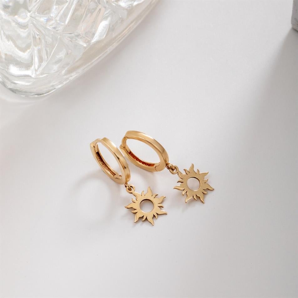 Solid Gold Sun Earrings