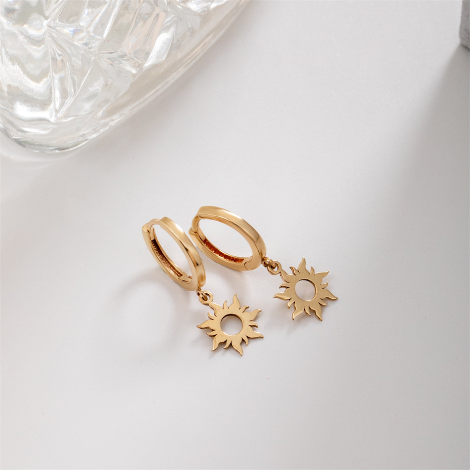 Gold Sun Stud Earrings