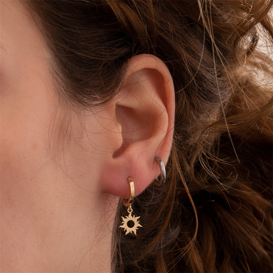 Gold Sun Stud Earrings