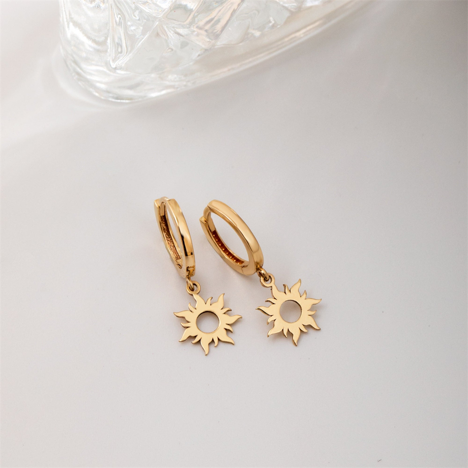 Gold Sun Stud Earrings