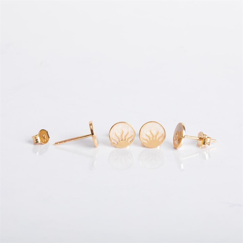 Gold Sun Stud Earrings