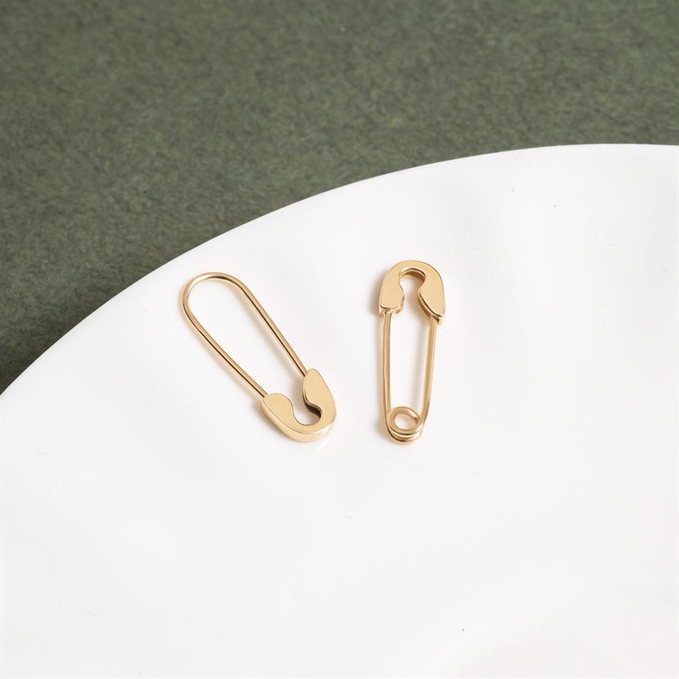 Gold Safety Pin Earrings