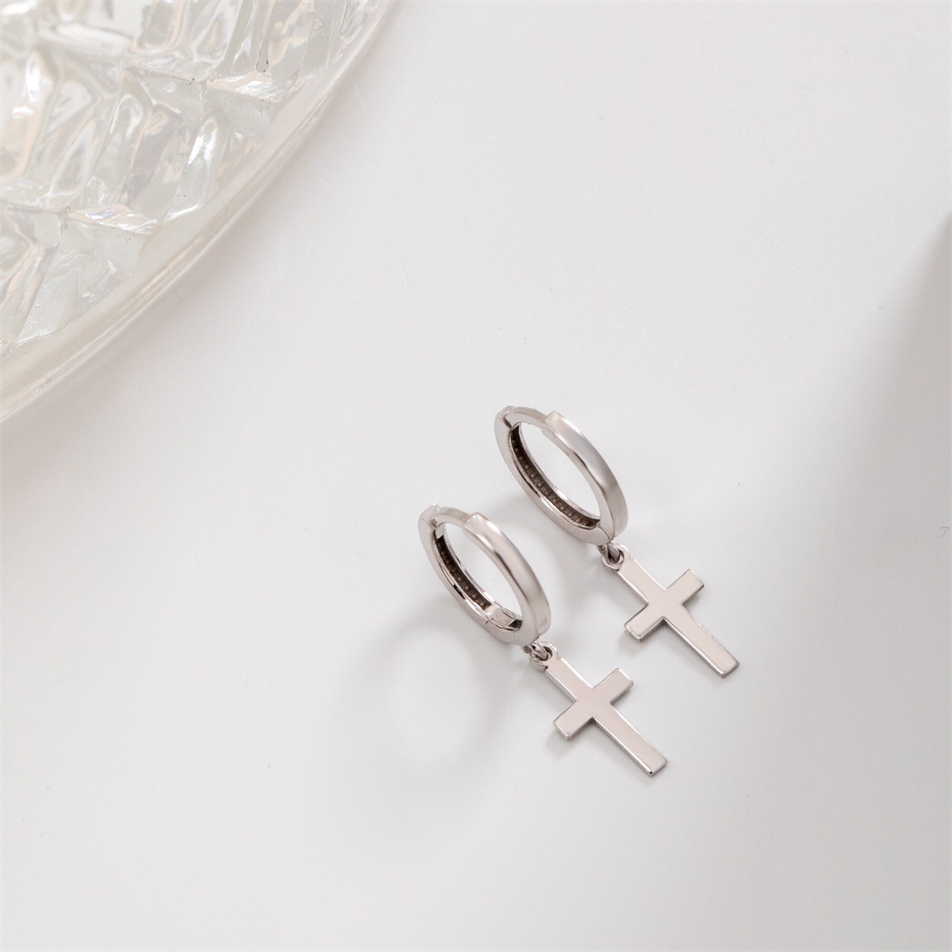 Gold Cross Drop Earrings