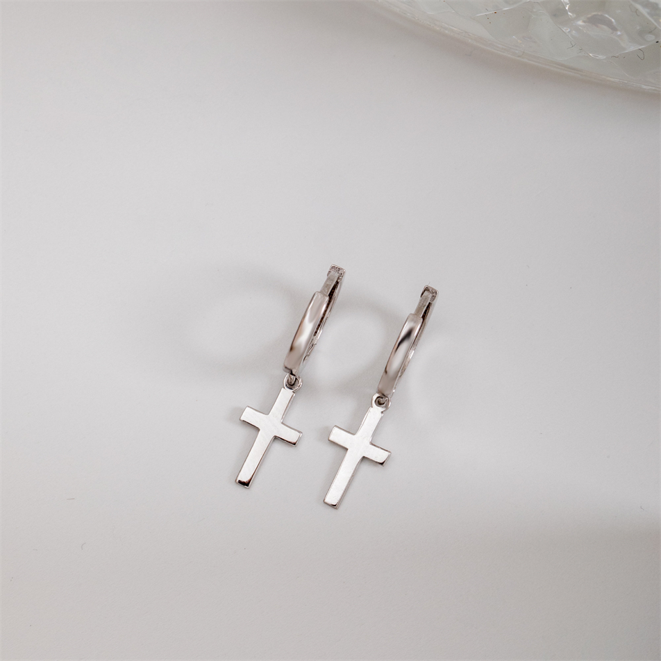 Gold Cross Drop Earrings