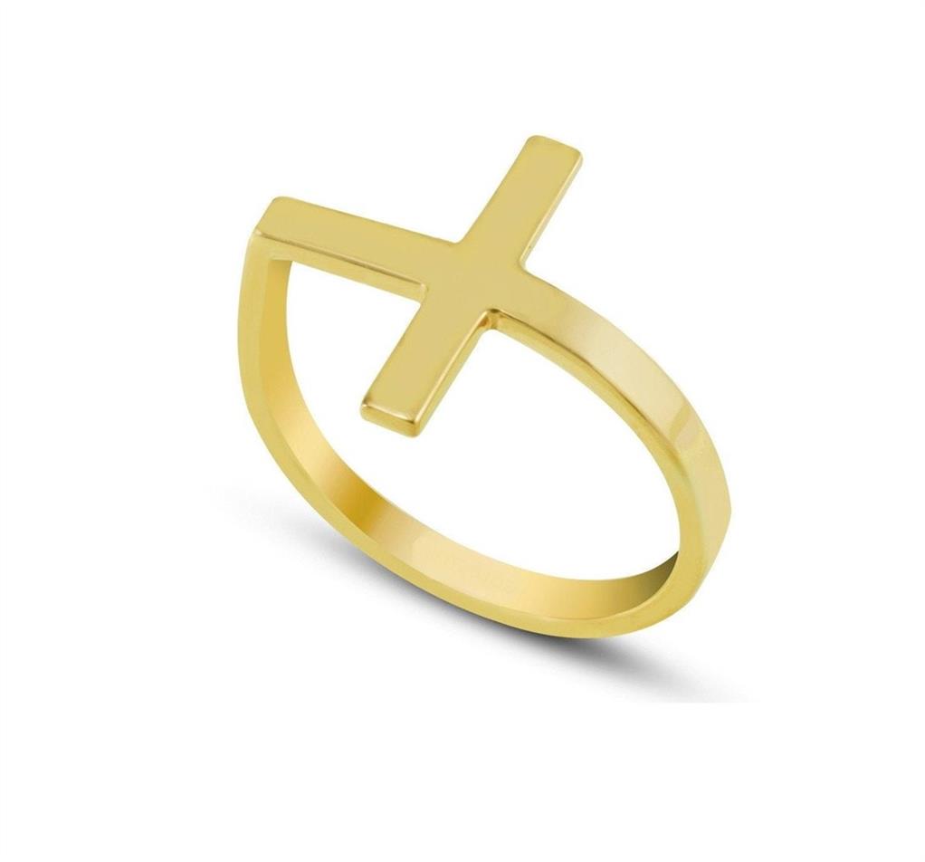 Solid Gold Plain Cross Ring
