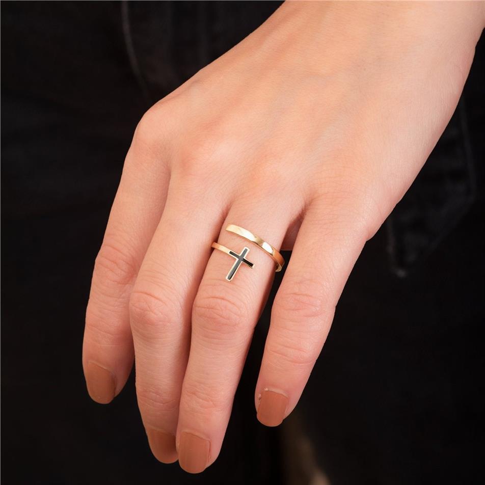 Solid Gold Cross Wrap Ring