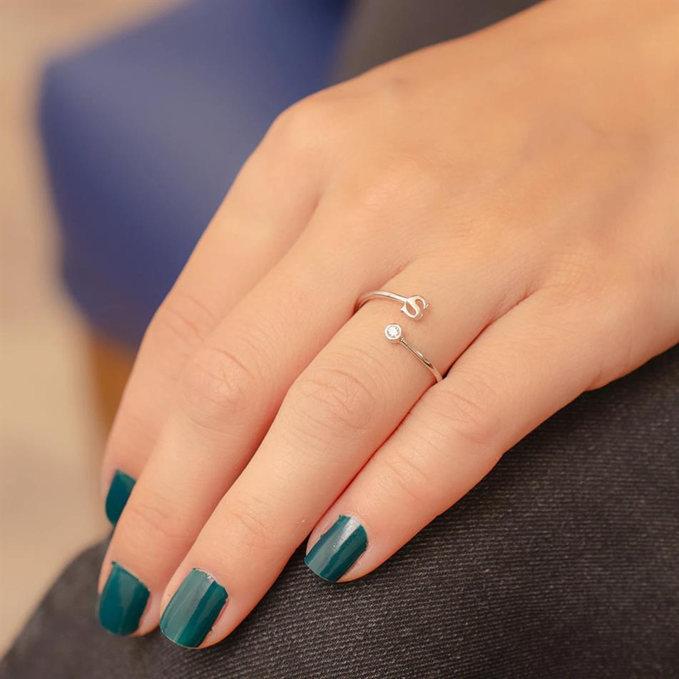 Solid Gold Initial Ring