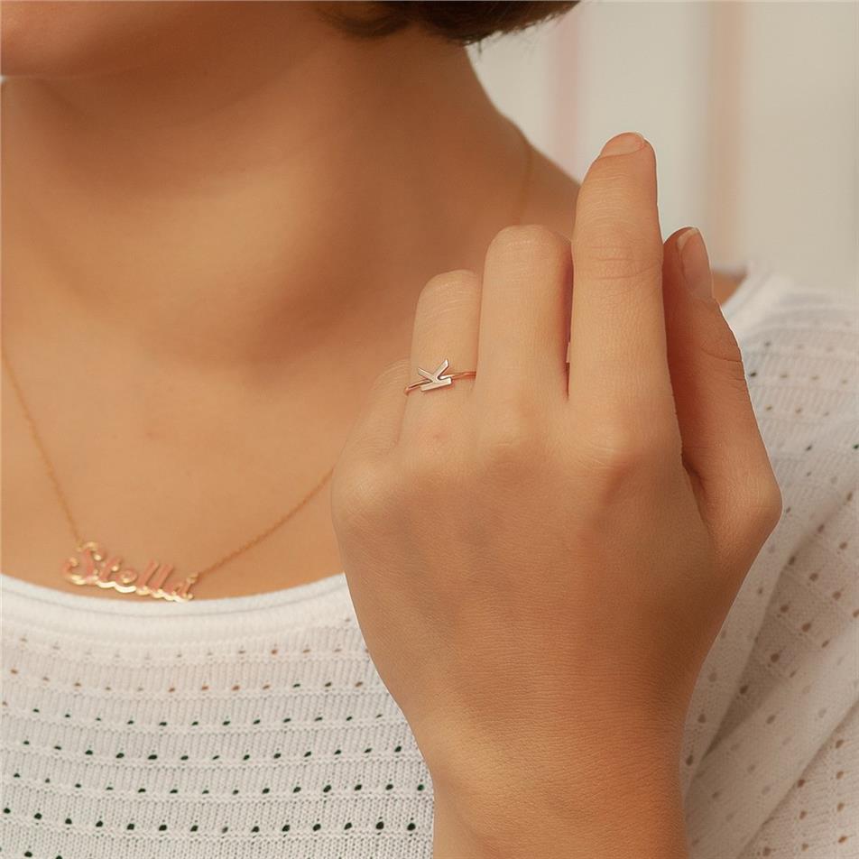 Solid Gold Letter Ring