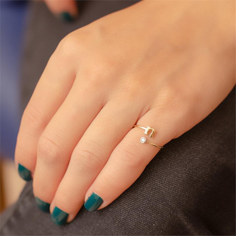 Solid Gold Letter Ring