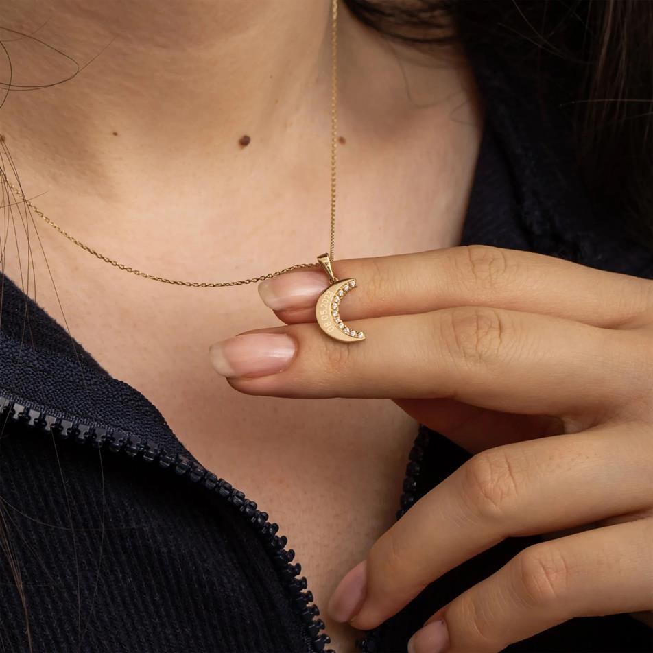Gold Crescent Moon Pendant Necklace
