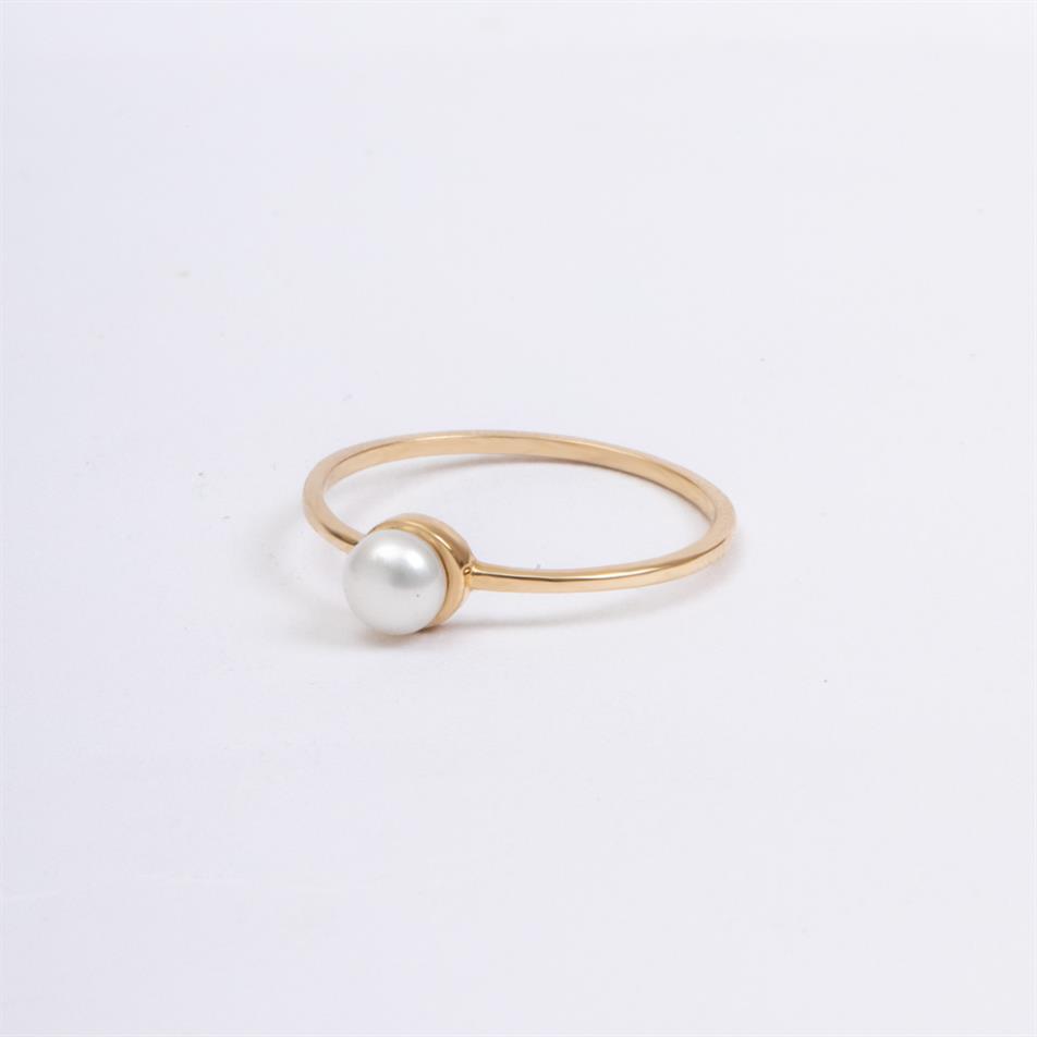 Solid Gold Pearl Ring