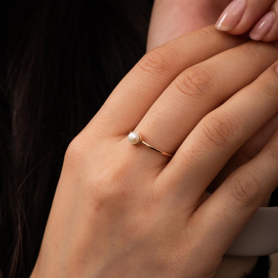 Solid Gold Pearl Ring