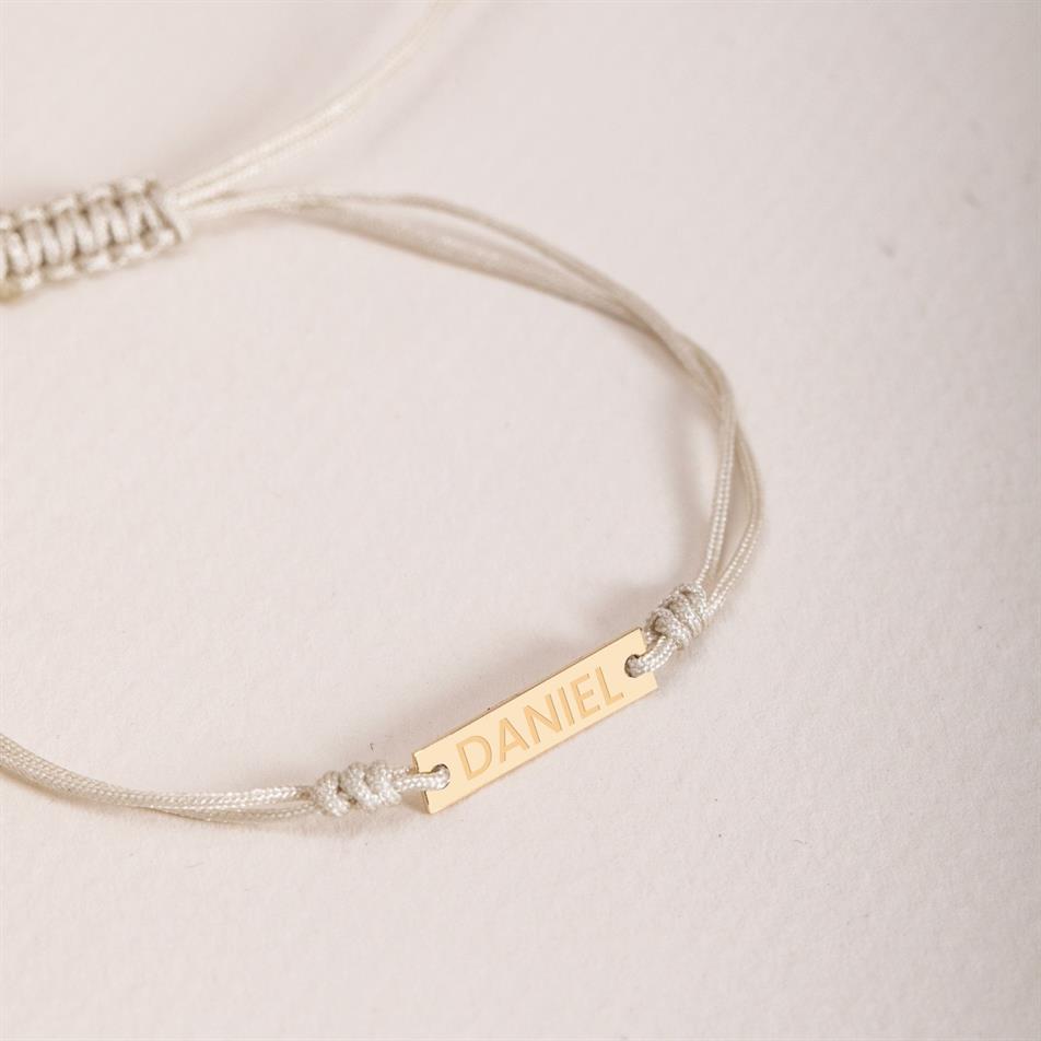 Gold Personalized Tiny Bar String Bracelet