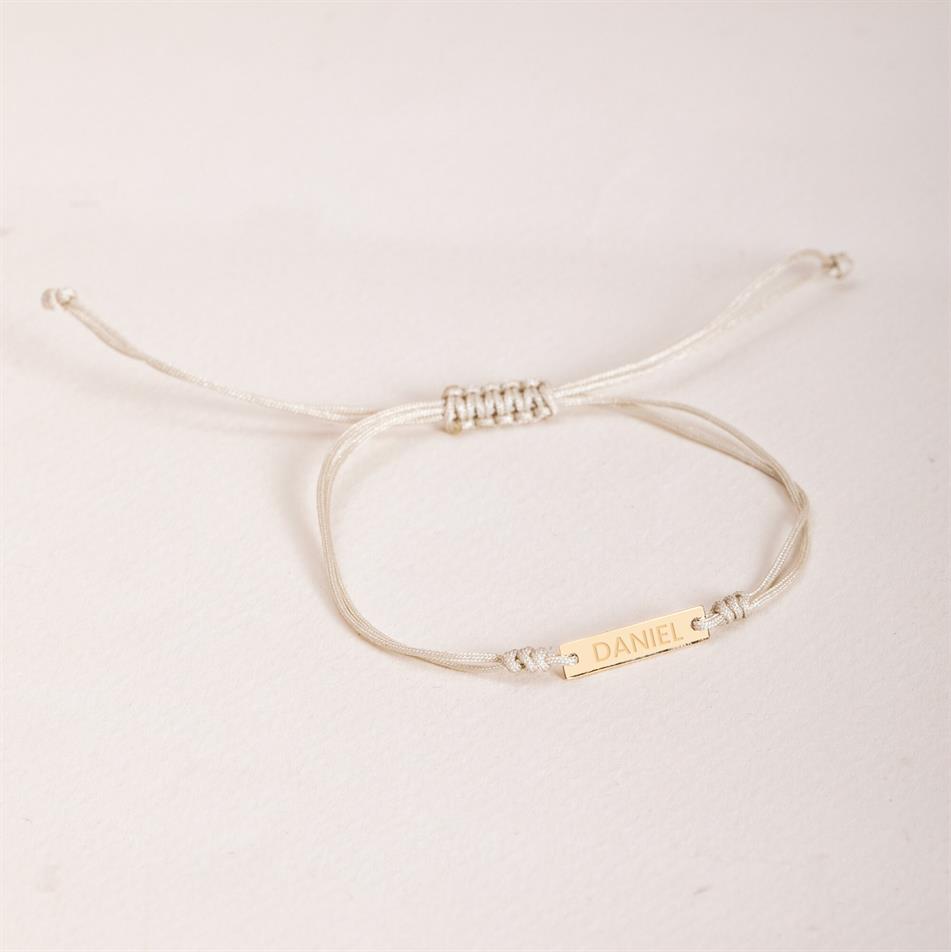 Gold Personalized Tiny Bar String Bracelet