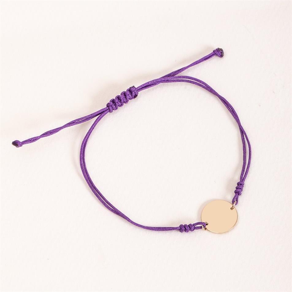 Gold Monogram Disc Cord Bracelet