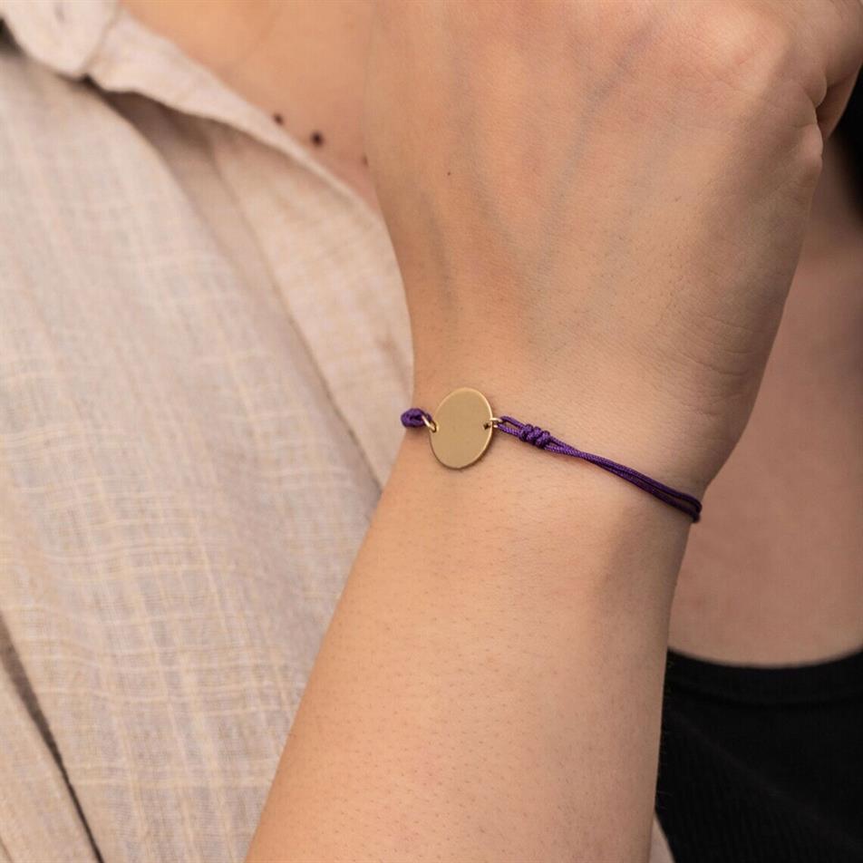 Gold Monogram Disc Cord Bracelet