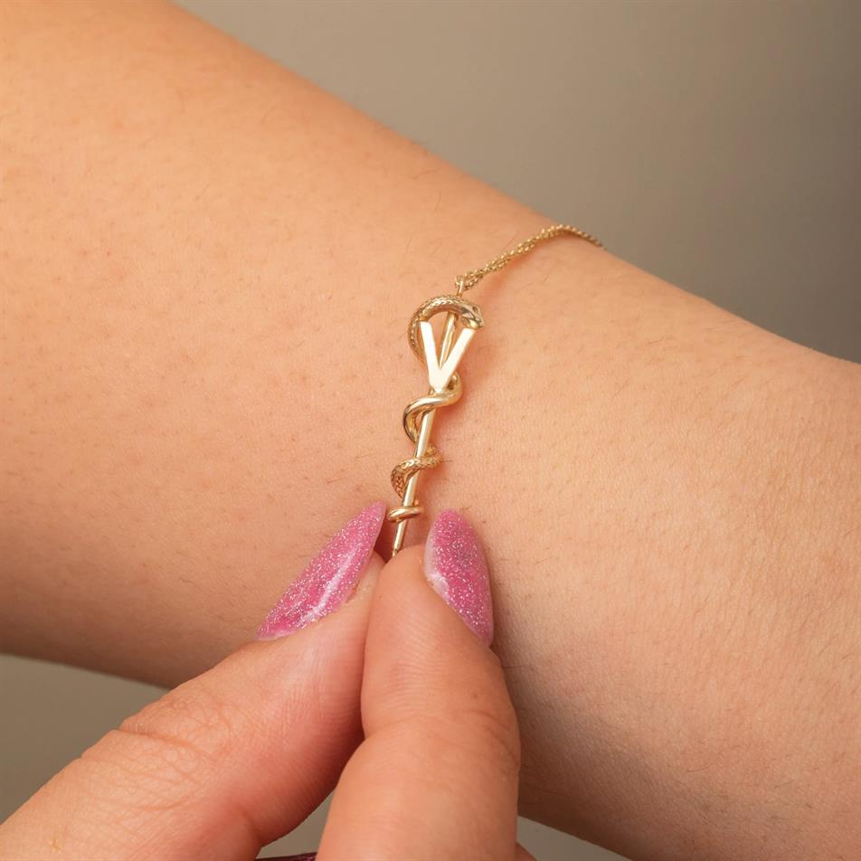 Gold Caduceus Bracelet