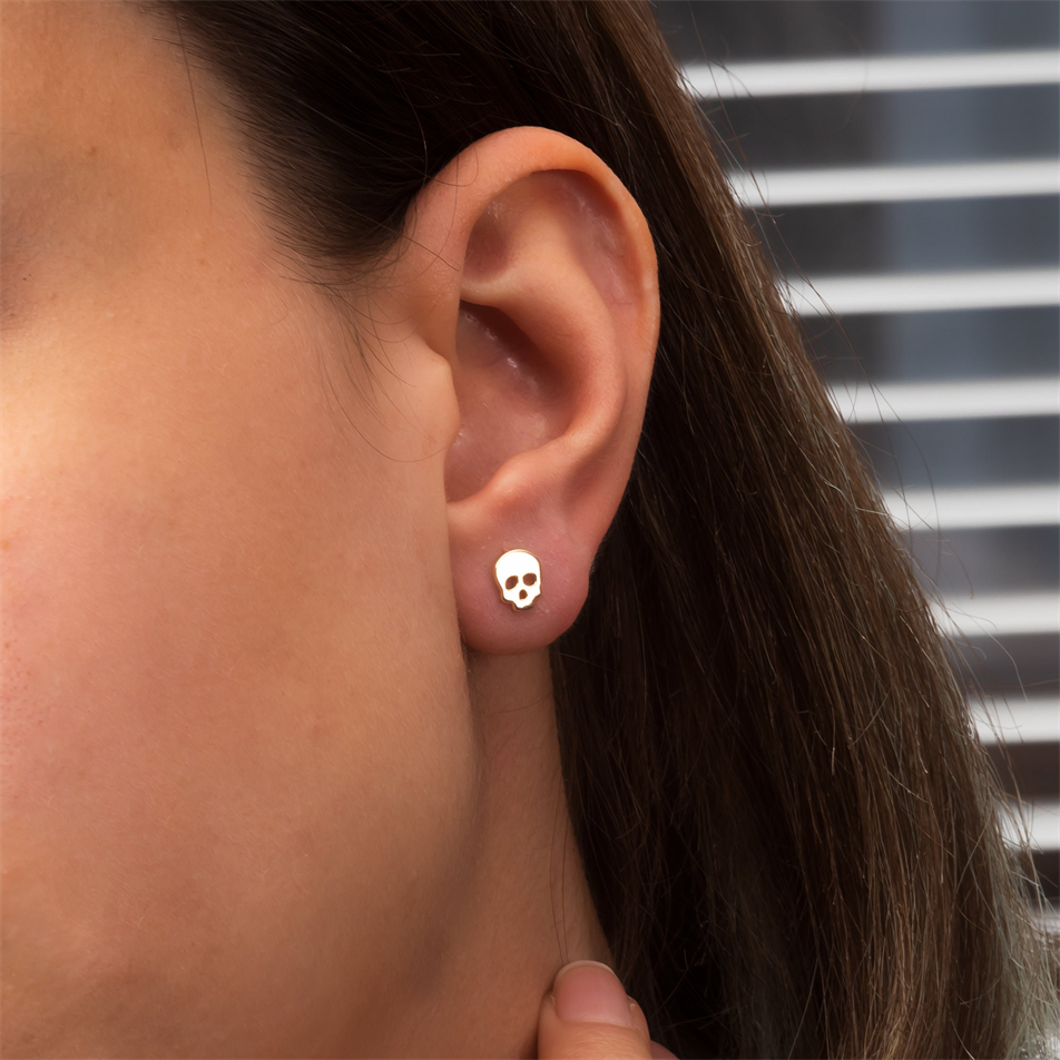 Gold Skull Stud Earrings