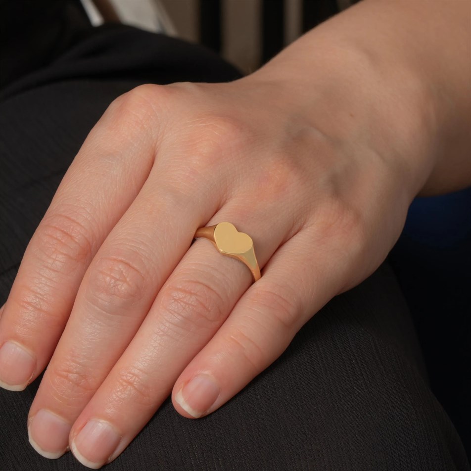 Gold Heart Signet Ring
